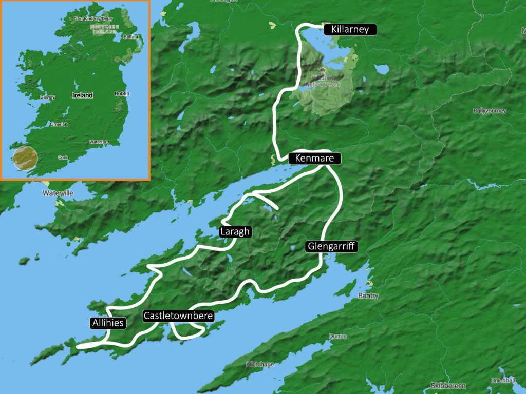 Beara Way Cycle 8 Day Self Guided Tour Map