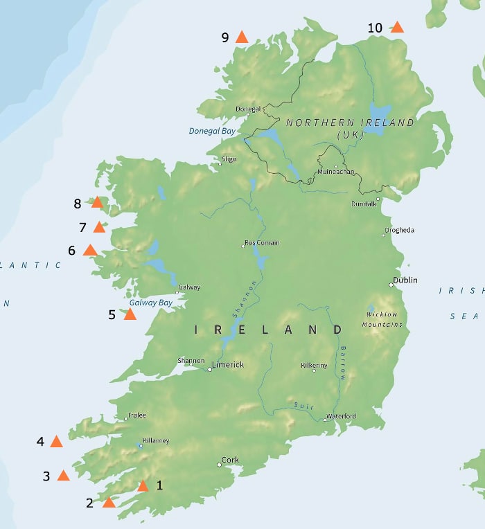 Map of Ireland's Top 10 Islands
